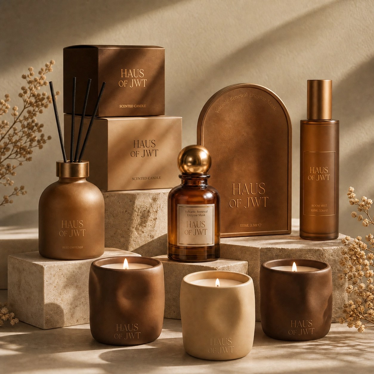 The Haus of JWT collection: scented candles, room mist and reed diffuser